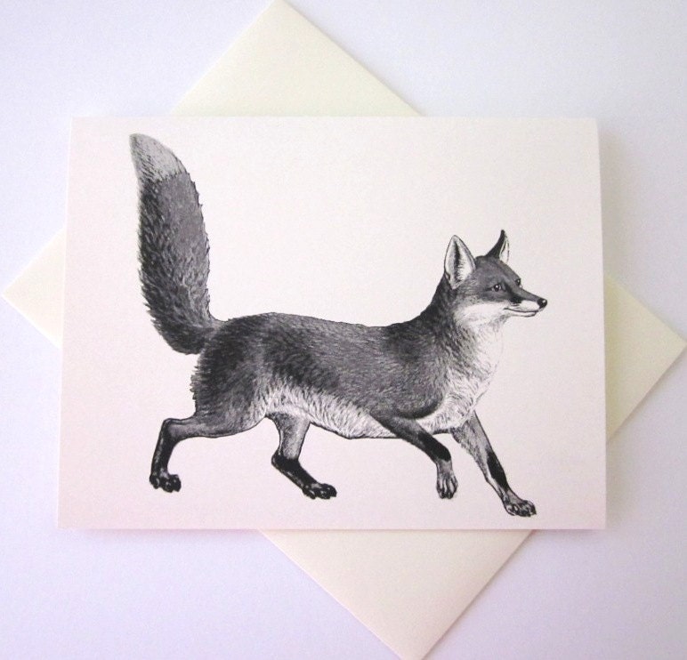 Fox Note Card Set of 10 in White or Light Ivory With Matching - Etsy