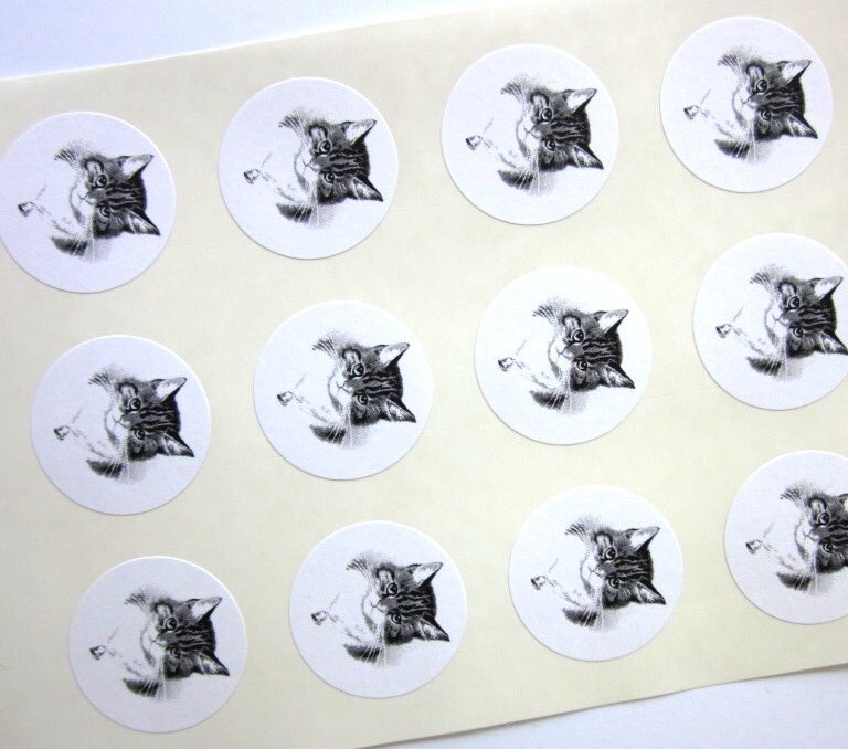 Kitten Cat Stickers One Inch Round Seals - Etsy