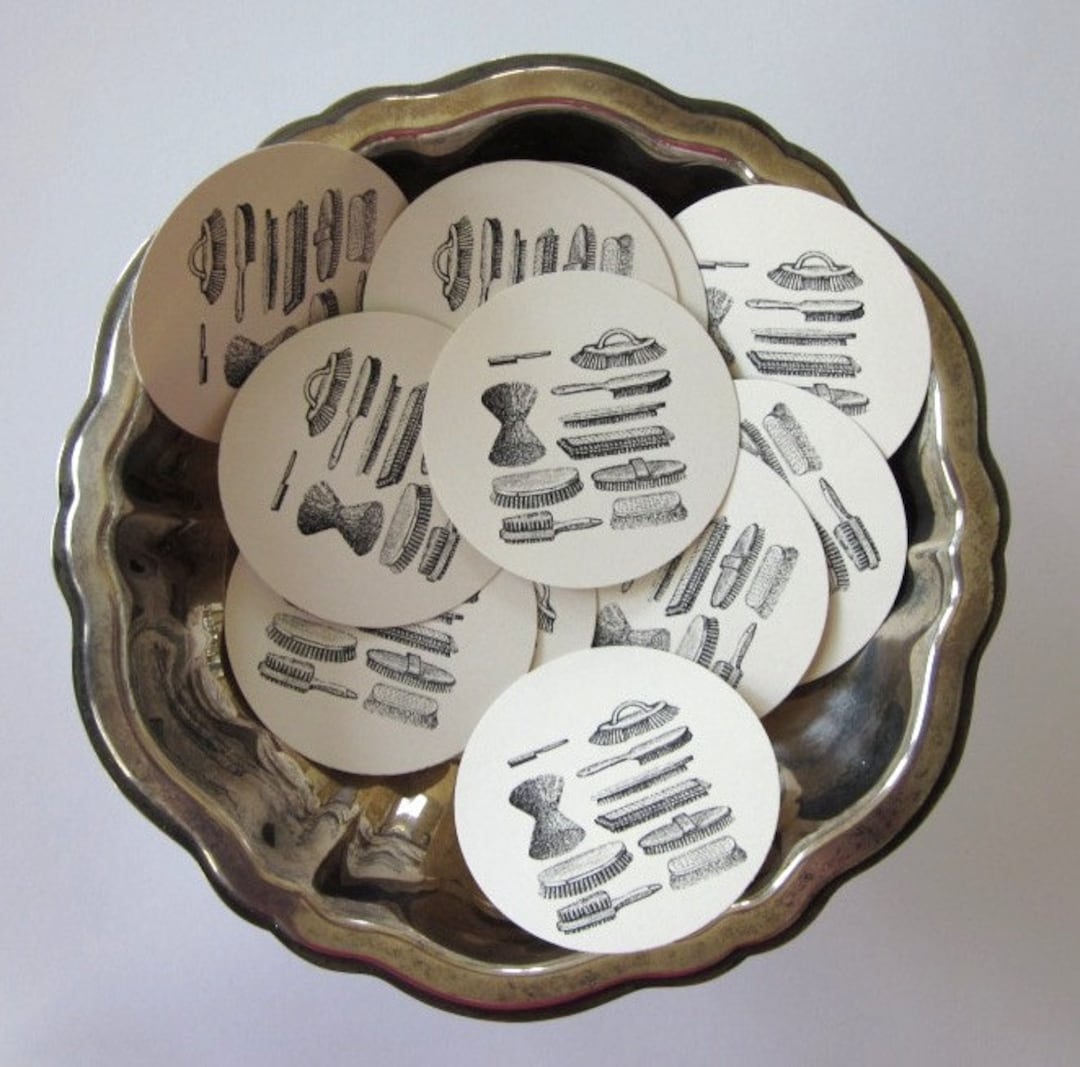 Vintage Brushes Tags Round Paper Gift Tags Set of 10 - Etsy