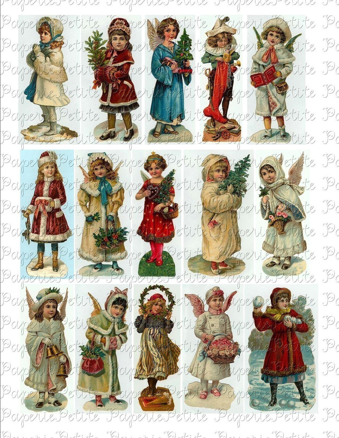 Victorian Christmas Girls Digital Download Collage Sheet | Etsy