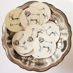Pug Dog Round Gift Tags Set of 10