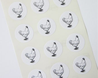 Chicken Stickers One Inch Round Seals