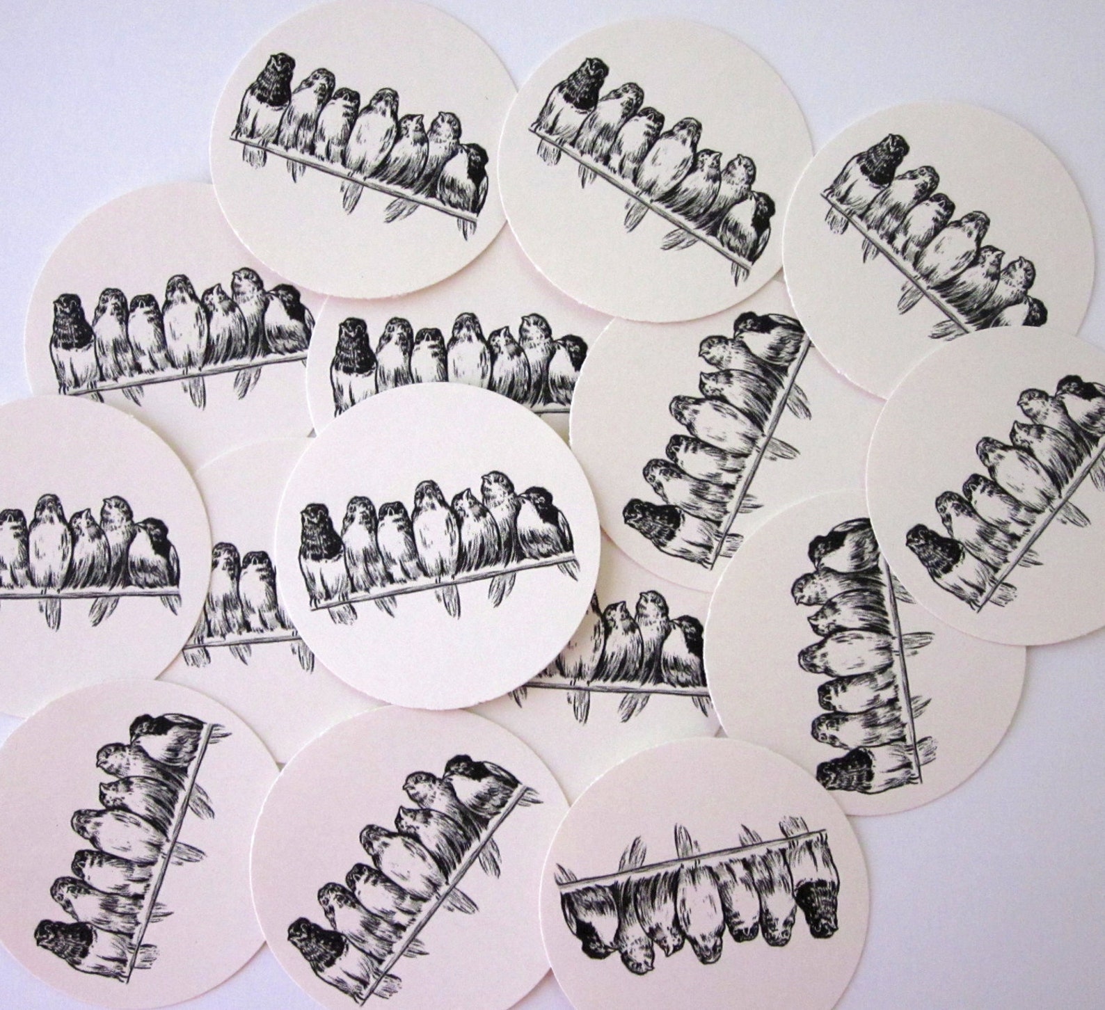 Birds on a Wire Tags Round Paper Gift Tags Set of 10 - Etsy