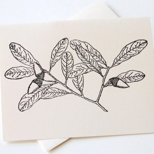 Oak Leaves Note Cards Stationery Set of 10 Cards in White or Light Ivory with Matching Envelopes