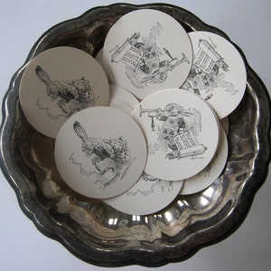 Alice in Wonderland Rabbit Tags Round Gift Tags Set of 10