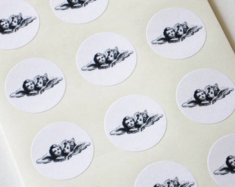 Cherub Angel Stickers One Inch Round Seals