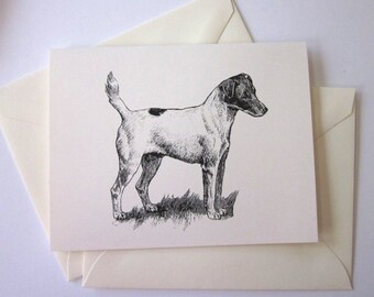 Jack Russell Terrier Dog Note Cards Stationery Set of 10 Cards in White or Light Ivory with Matching Envelopes