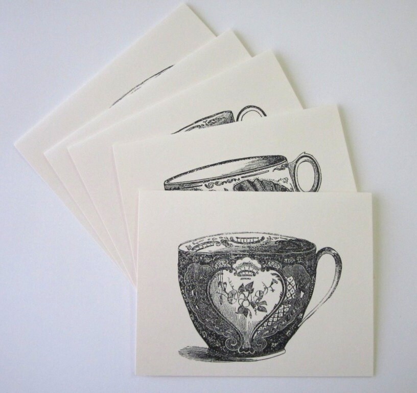 Teacup Note Cards Stationery Set of 10 Cards With Matching Envelopes - Etsy