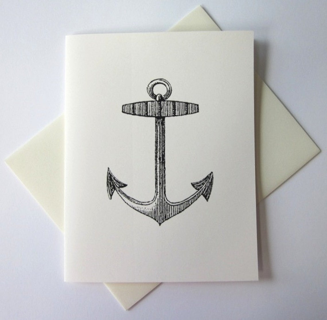 Anchor Note Cards Stationery Set of 10 Cards in White or Light Etsy