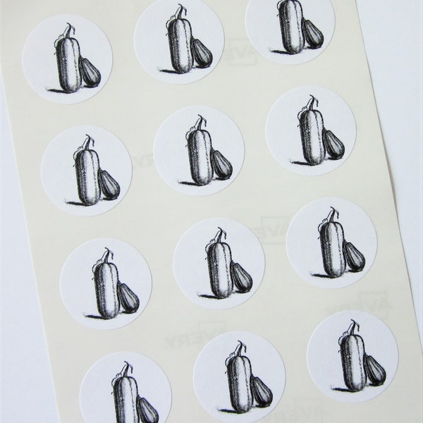 Squash Gourd Stickers One Inch Round Seals