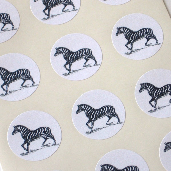 Zebra Stickers One Inch Round Seals