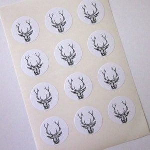 Deer with Antlers Stickers One Inch Round Seals