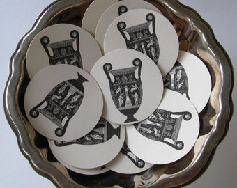 Greek Vase Tags Round Gift Tags Set of 10