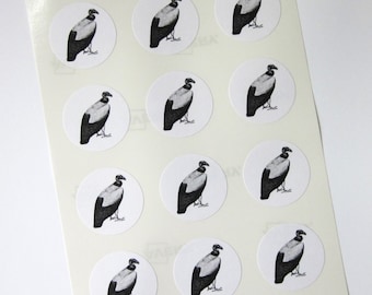 Vulture Stickers One Inch Round Seals