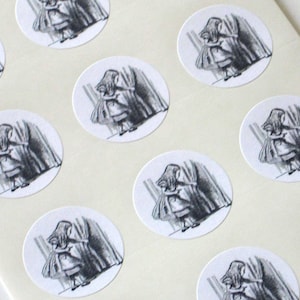 Alice in Wonderland Stickers One Inch Round Seals