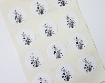 Wildflower Stickers One Inch Round Seals