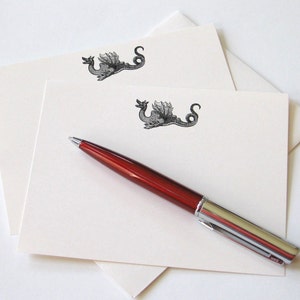 Dragon Note Cards Papelería Set de 10 cartas en blanco o marfil claro con sobres a juego