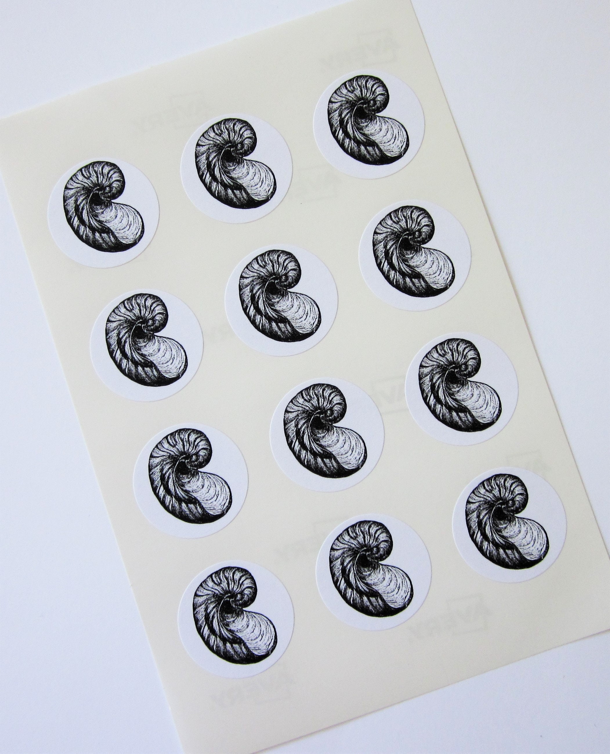 Shell Stickers One Inch Round Seals Paper & Party Supplies etna.com.pe