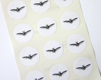 Bat Stickers One Inch Round Seals