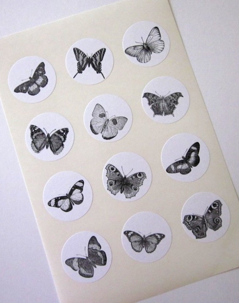 Butterfly Stickers One Inch Round Seals image 2