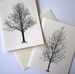 Winter Trees Note Card Set of 10 in White or Light Ivory with Matching Envelopes 