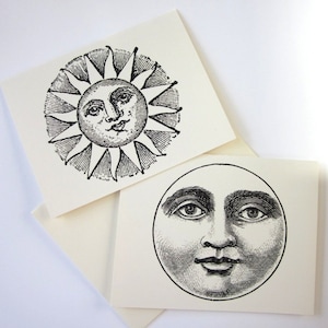 Zestaw 10 kartek z notatkami „Sun Moon Face” w kolorze białym lub jasno-kości słoniowej z pasującymi kopertami
