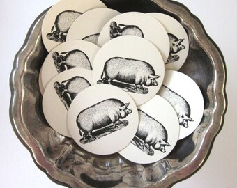 PigTags Round Paper Gift Tags Set of 10