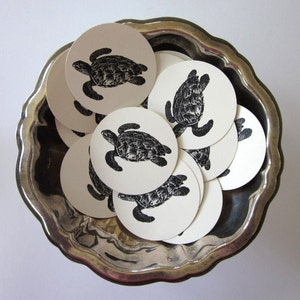 Sea Turtle Tags Round Paper Gift Tags Set of 10