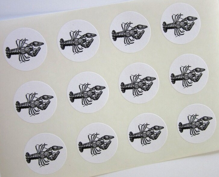 Crawfish Stickers One Inch Round Seals