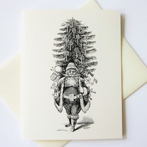 Conjunto de 10 cartões de notas da árvore de Natal do Papai Noel com envelopes correspondentes