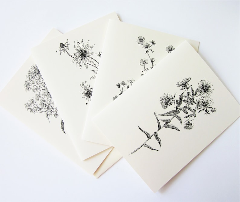 Wildflower Note Cards Set of 12 - Ivory