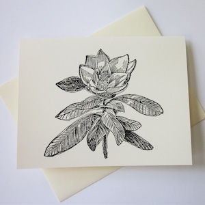 Magnolia Flower Note Cards Set of 10 with Matching Envelopes
