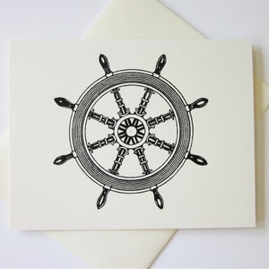 Tarjetas de mando de la rueda de la nave Juego de 10 cartas en blanco o marfil claro con sobres a juego