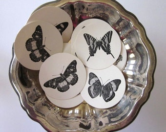 Butterfly Tags Round Paper Gift Tags Set of 10