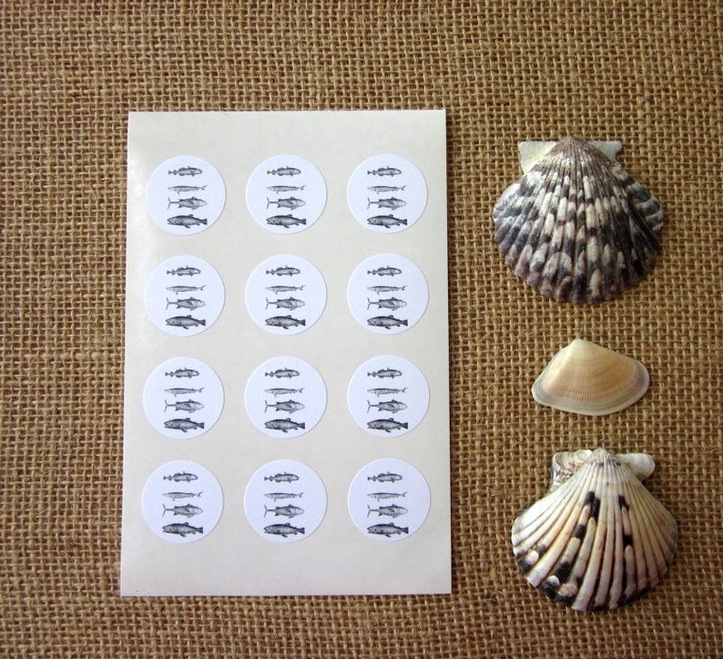 Fish Stickers One Inch Round Seals image 3