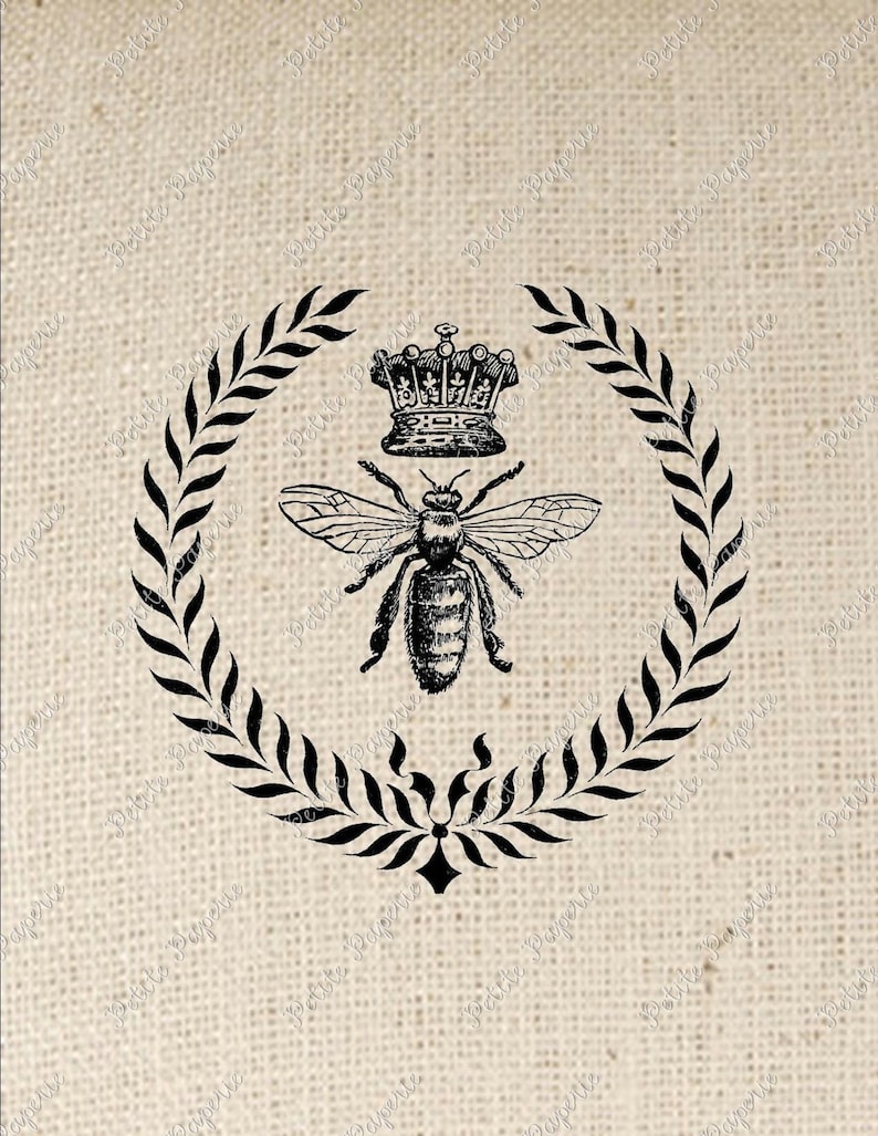 Queen Bee with Laurel Leaves Digital Download Iron on Transfer | Etsy
