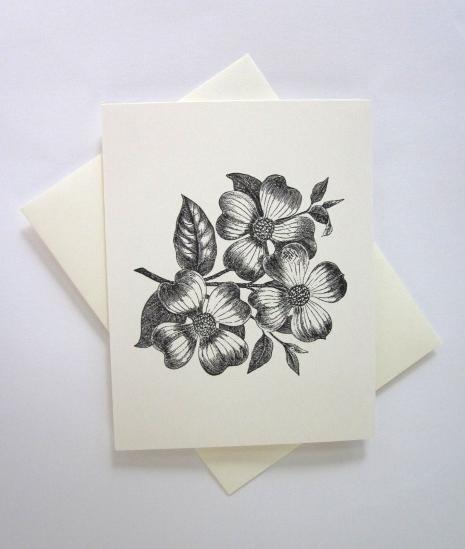 Dogwood Flower Cards Set of 10 in White or Light Ivory With Matching ...