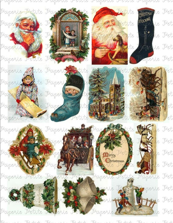 Victorian Christmas Digital Download Collage Sheet A | Etsy