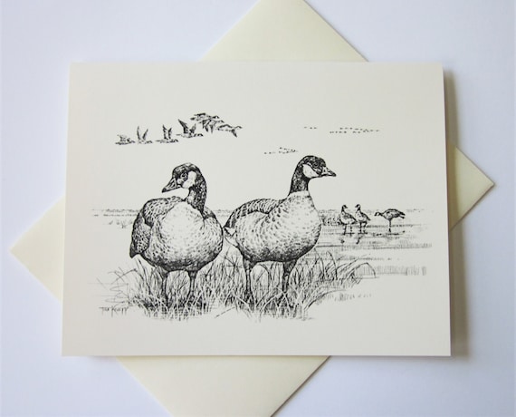 Canadian Geese Goose Cards Set of 10 in White or Light Ivory - Etsy UK