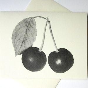 Cherry Cherries Fruit Note Cards Stationery Set of 10 Cards in White or Light Ivory with Matching Envelopes