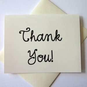 Thank You Note Cards Stationery Set of 10 Cards in White or Light Ivory with Matching Envelopes