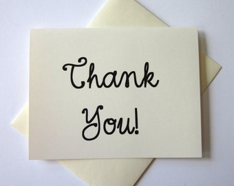 Thank You Note Cards Stationery Set of 10 Cards in White or Light Ivory with Matching Envelopes