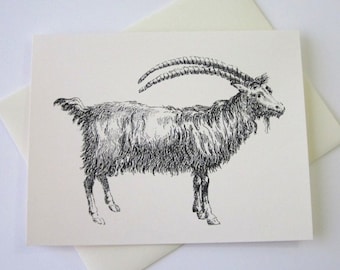 Goat Note Cards Stationery Set of 10 Cards in White or Light Ivory with Matching Envelopes
