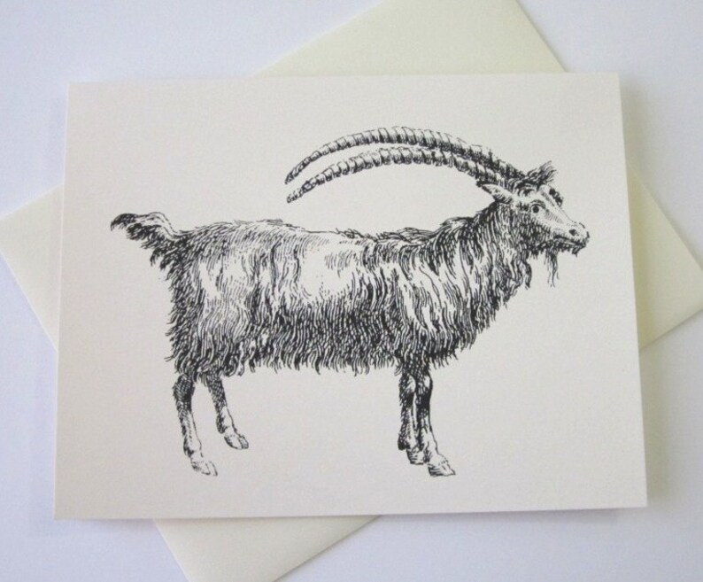 Goat Note Cards Stationery Set of 10 Cards in White or Light Ivory with Matching Envelopes image 1