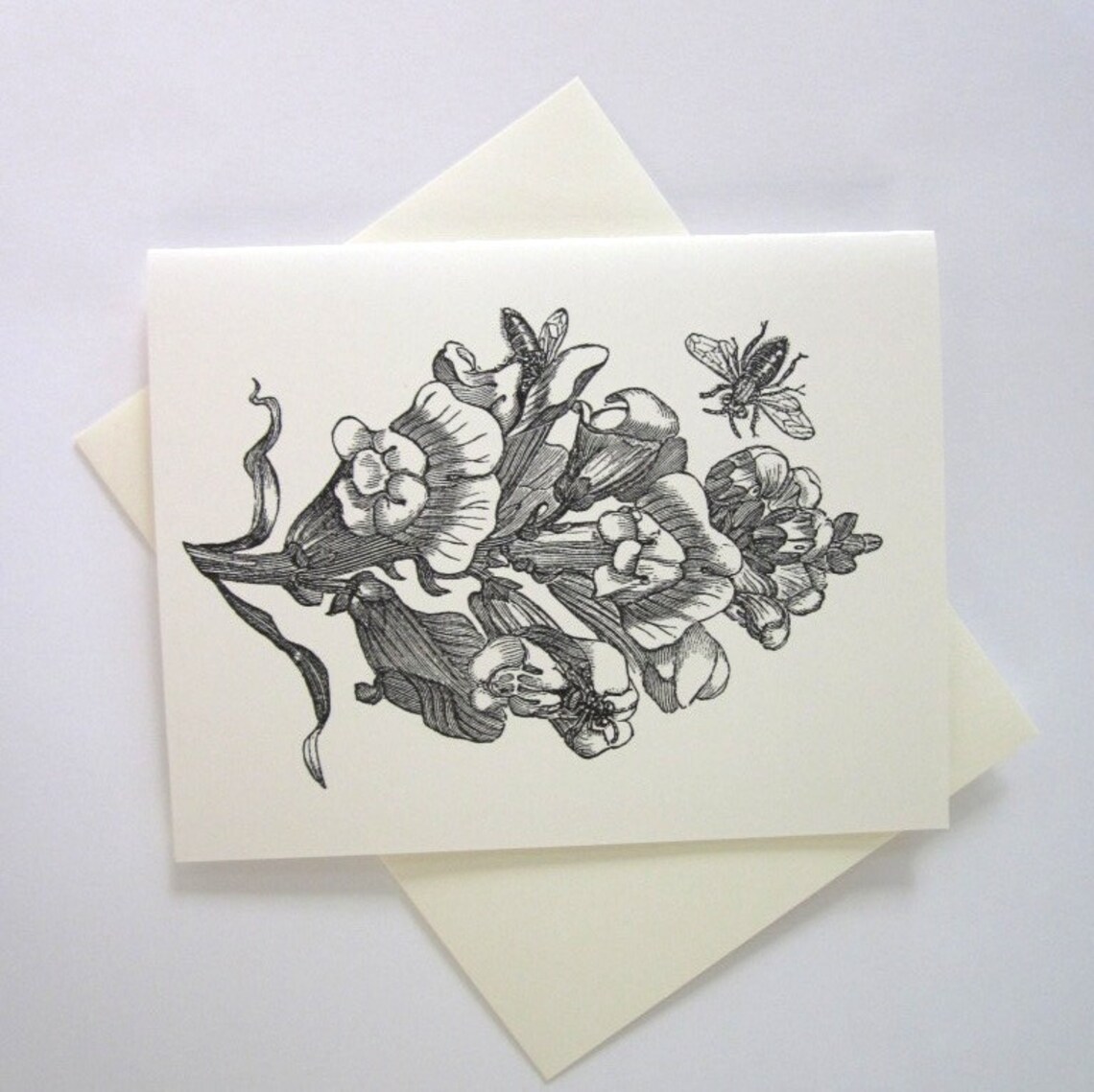 Snapdragon Flower Note Cards Stationery Set of 10 Cards in White or ...