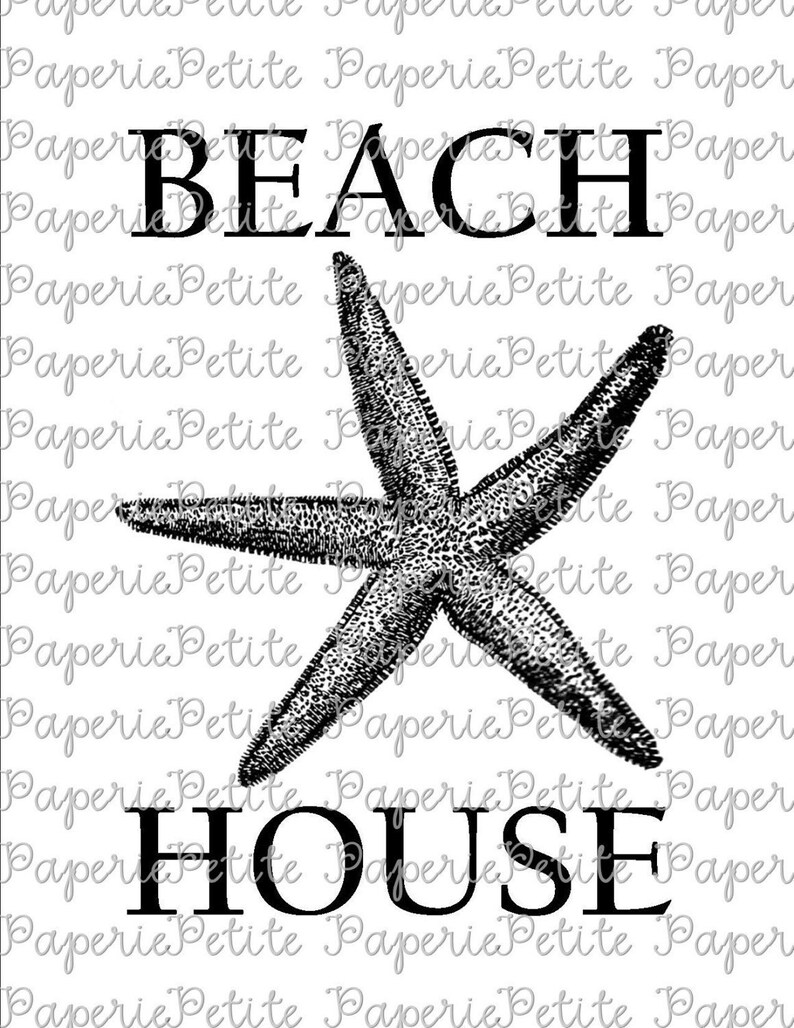 Starfish Beach House Digital Download Iron on Transfer