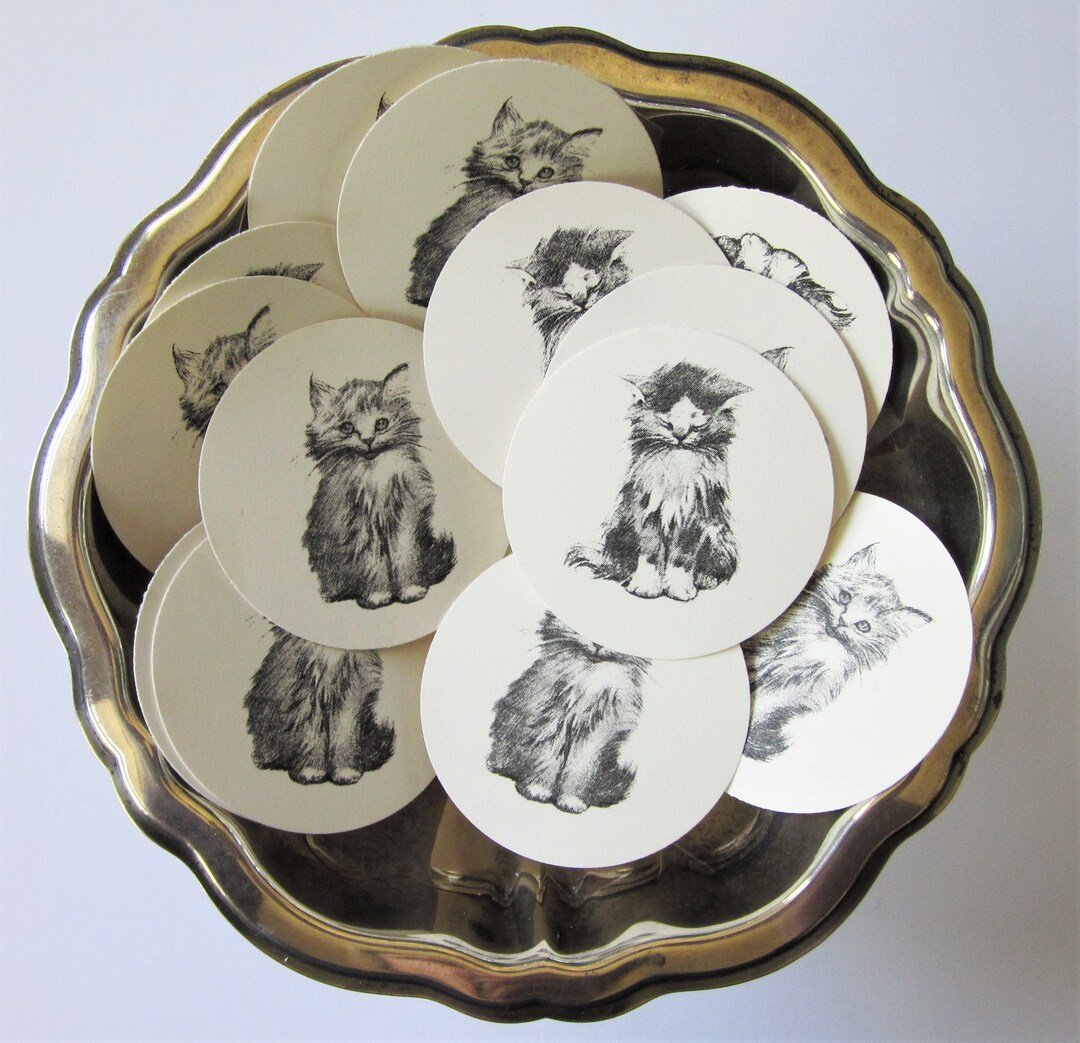 Kitten Cat Tags Round Paper Gift Tags Set of 10 - Etsy