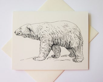 Polar Bear Note Cards Set of 10 with Matching Envelopes