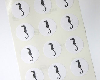 Seahorse Stickers One Inch Round Seals