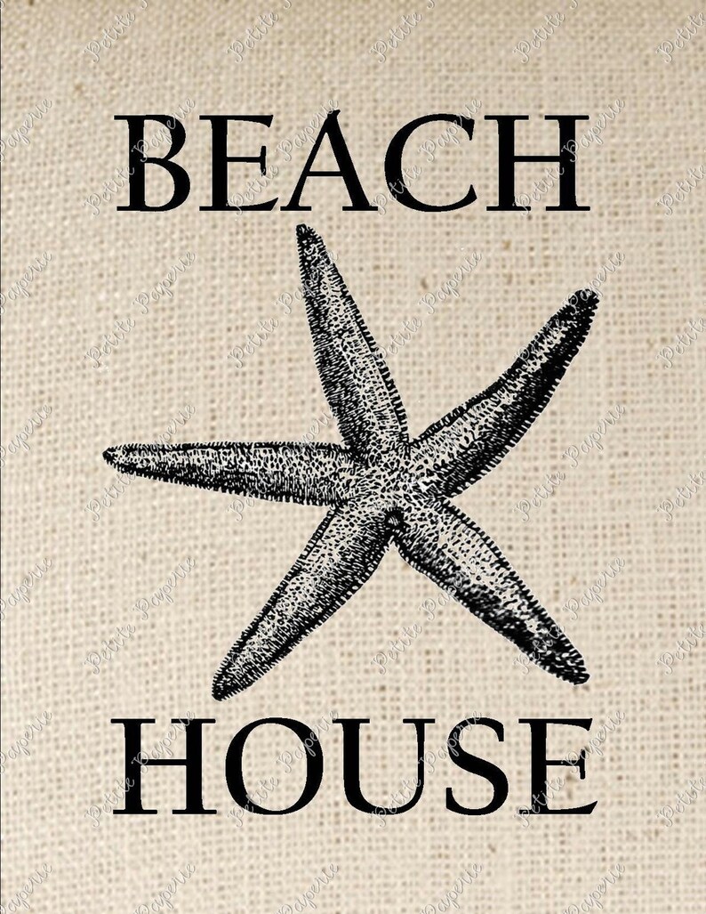 Starfish Beach House Digital Download Iron on Transfer